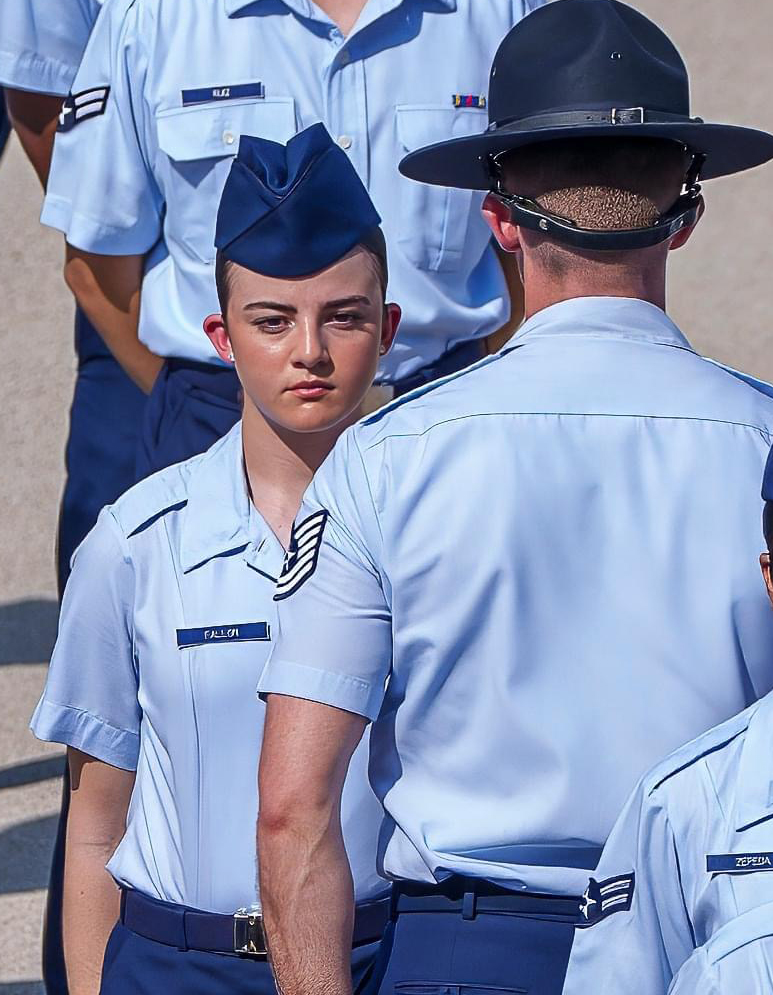 Emma Fallon during basic training at Lackland AFB in San Antonio, TX